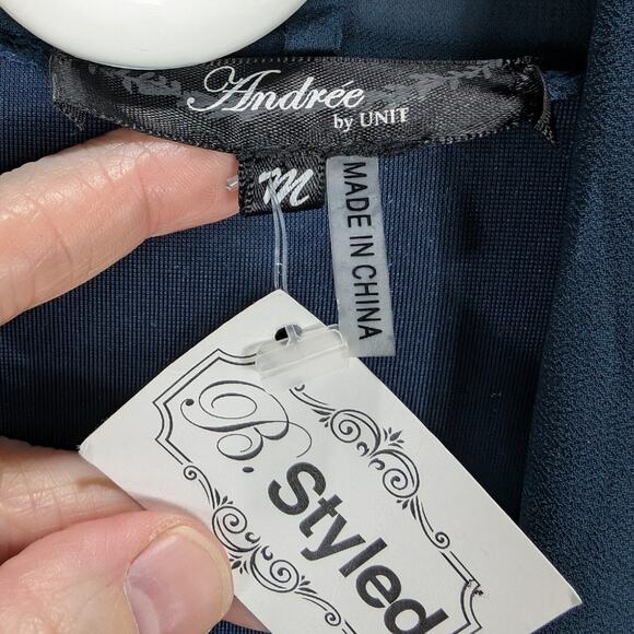 Andree by Unit Open Cardigan Womens Medium Crushed Velvet Blue Floral Embroider - Picture 6 of 10